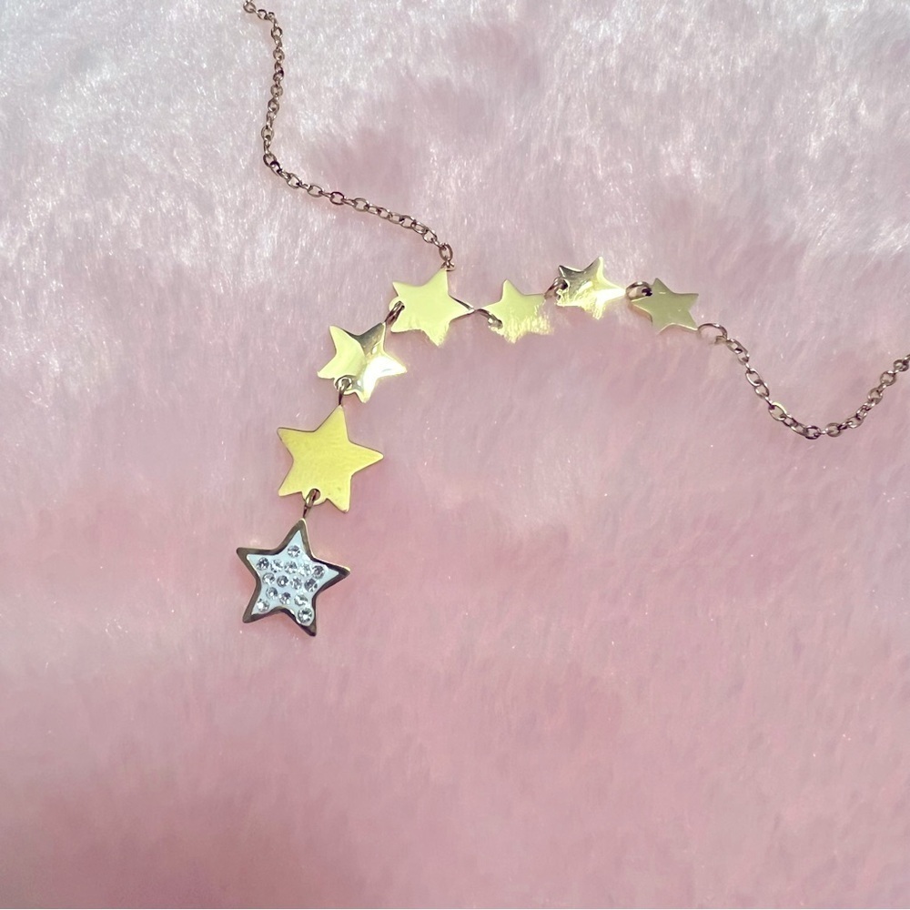 Necklace Women 18K Gold Plated Star Pendant Y2K Cubic Zirconia Gift Glam Dainty - Picture 4 of 12